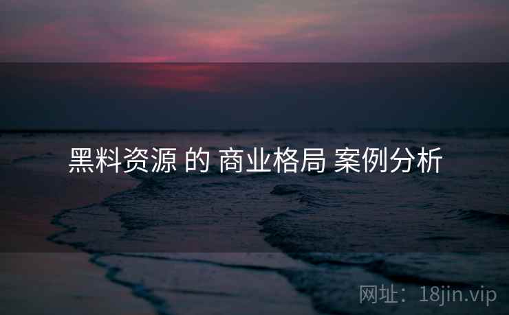 黑料资源 的 商业格局 案例分析