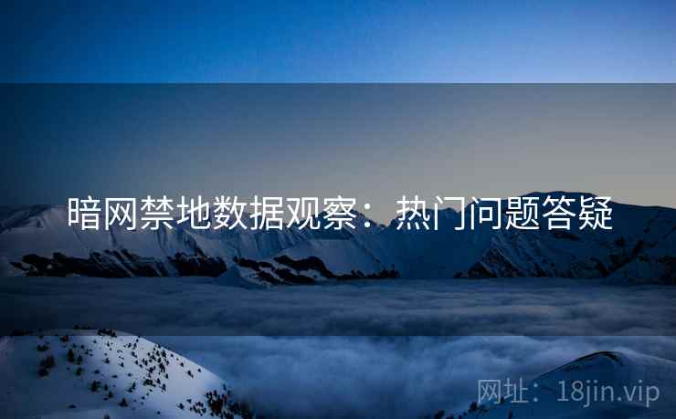暗网禁地数据观察：热门问题答疑