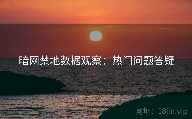 暗网禁地数据观察：热门问题答疑