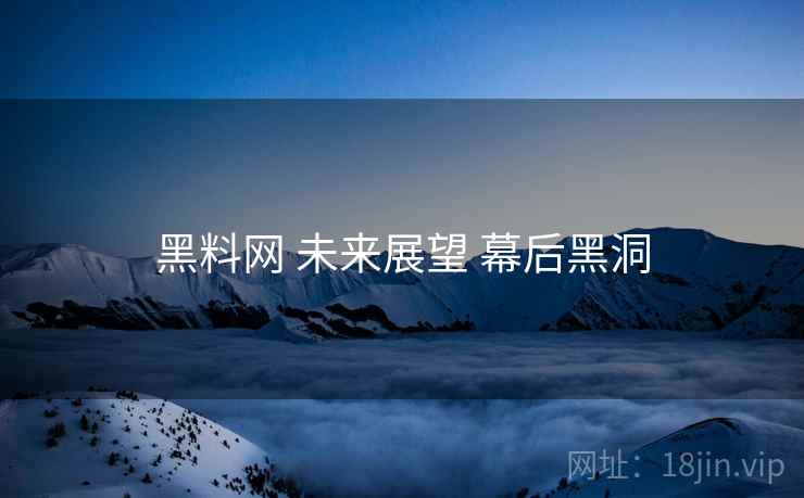 黑料网 未来展望 幕后黑洞
